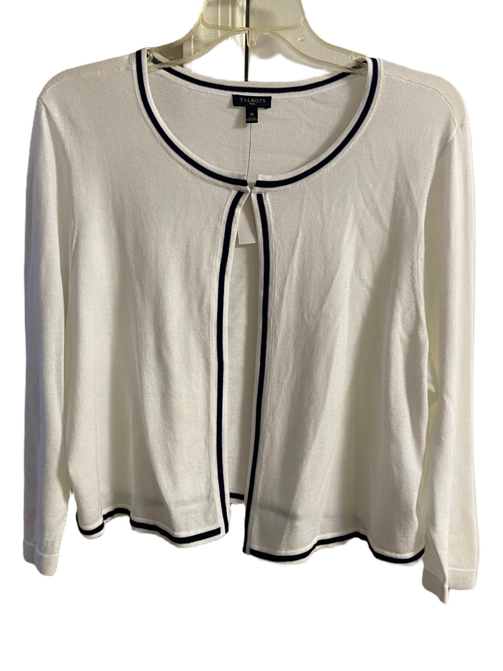 Talbots tipped Shrug cardigan White lightweight 1X NWT